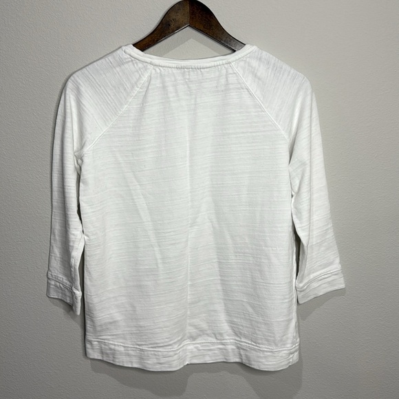 Loft White Three -Quarter Sleeve Tee Shirt Size S - Picture 2 of 4